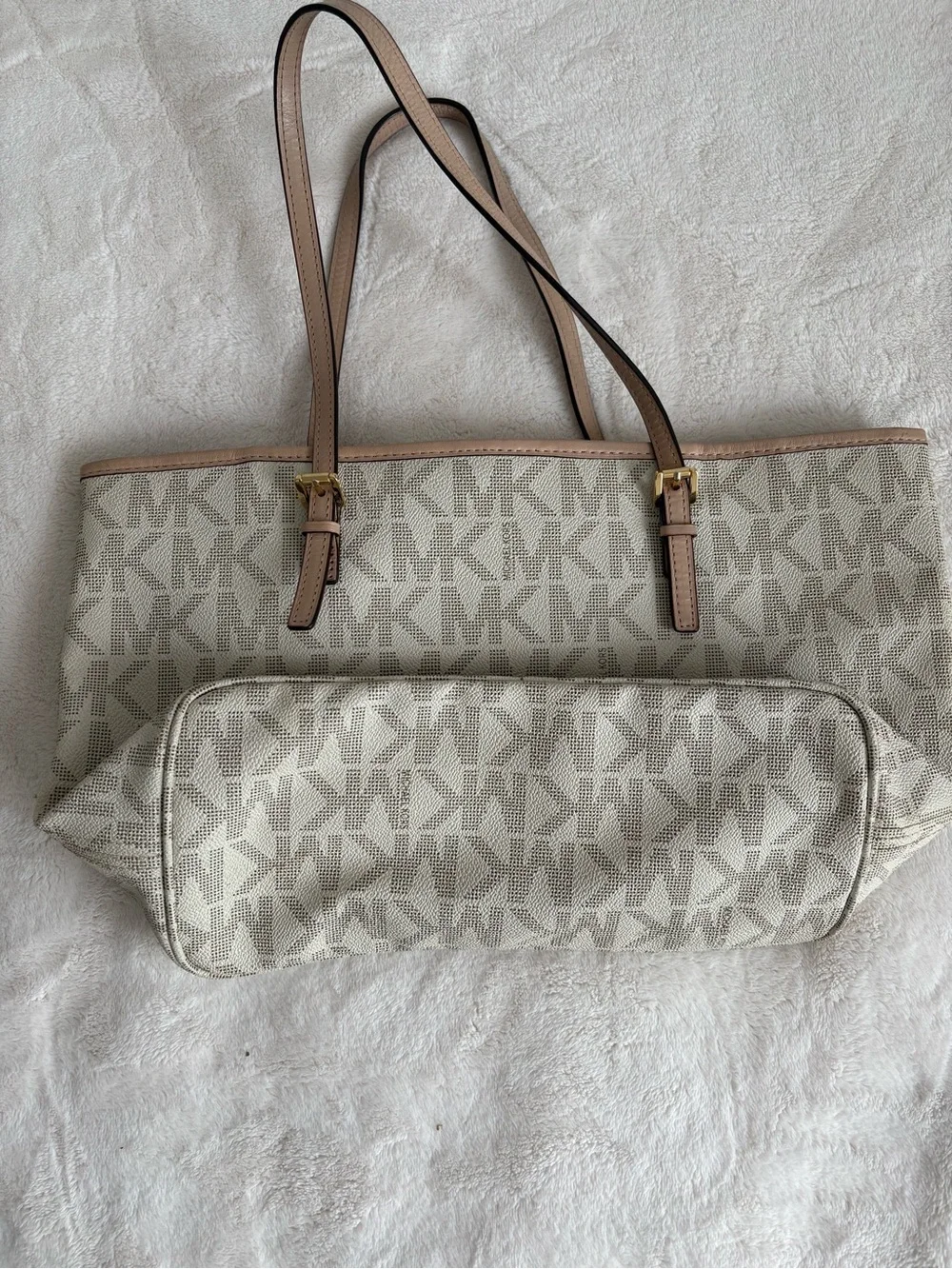Michael Kors Vanilla MK Monogram Jet Set Tote Bag